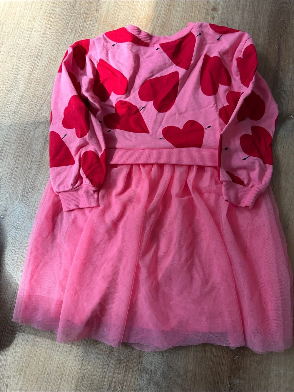 NWOT Carters Valentines Dress Pink Heart Print Tulle Dress Long Sleeves size 6